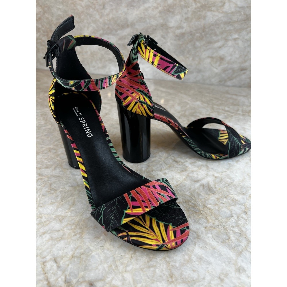 Call It Spring Women's High Heel Sandals Tropical Floral  Size 6.5